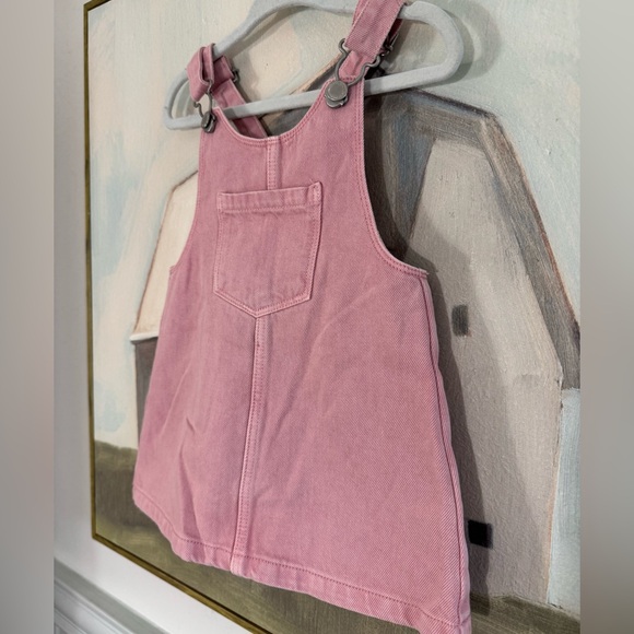 ZARA Pink Denim Overall Tank Dress Size 12-18M - Picture 3 of 5